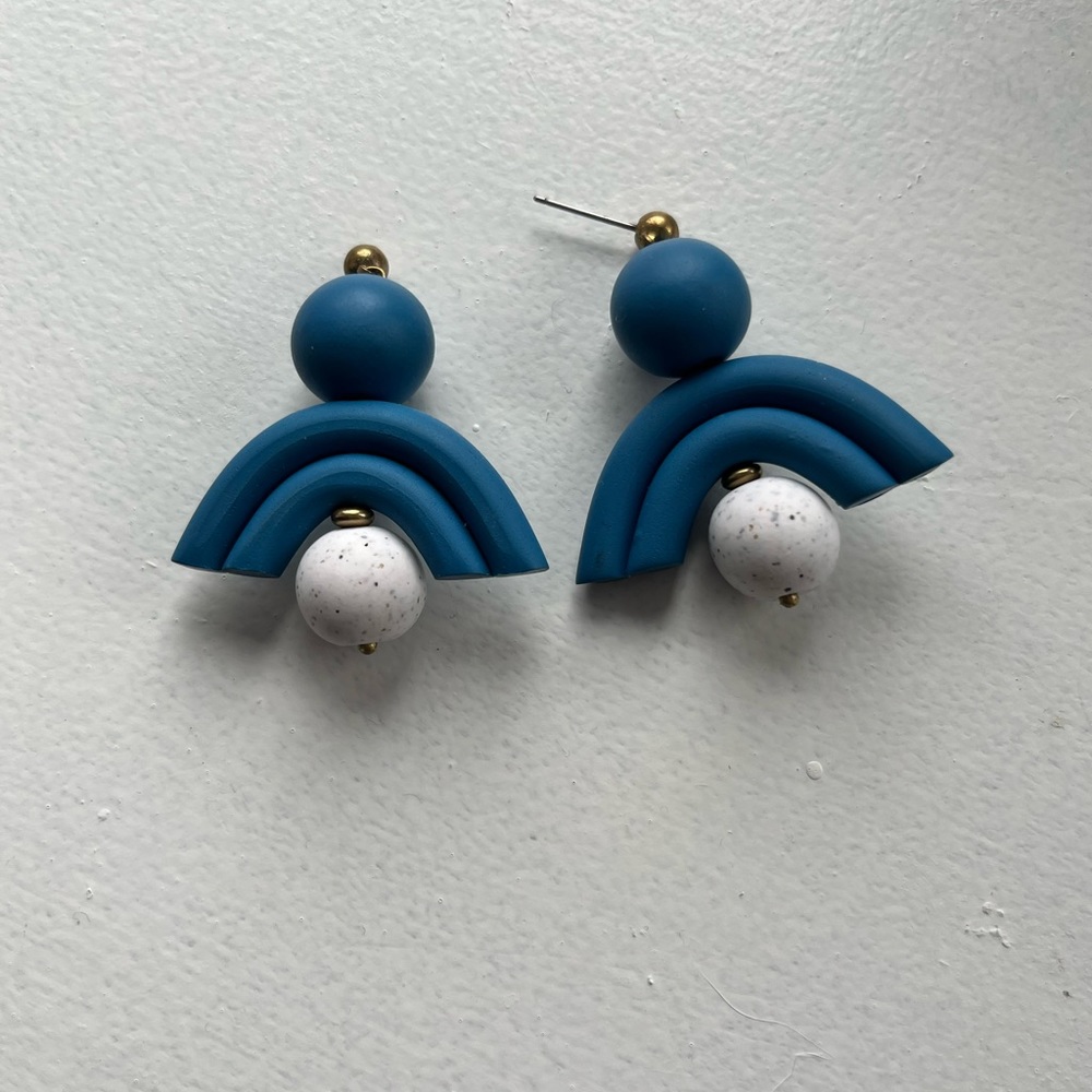 Blue polymer clay earrings